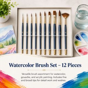 Watercolor Brush Set – 12 Pieces
