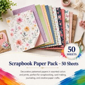 Scrapbook Paper Pack – 50 Sheets